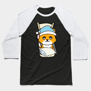 Cute orange cat is going to bed Baseball T-Shirt